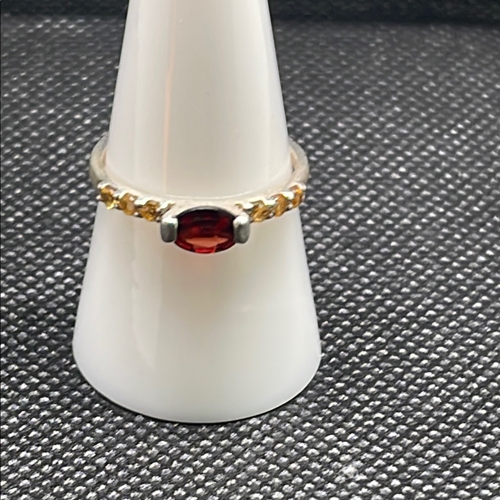 MIE Garnet Citrine 925 Sterling Silver Ring